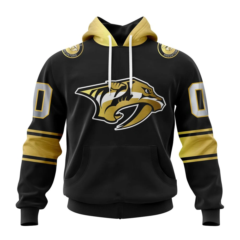 Nashville Predators Special Black And Gold Design All Over Print Hoodie Style 63319