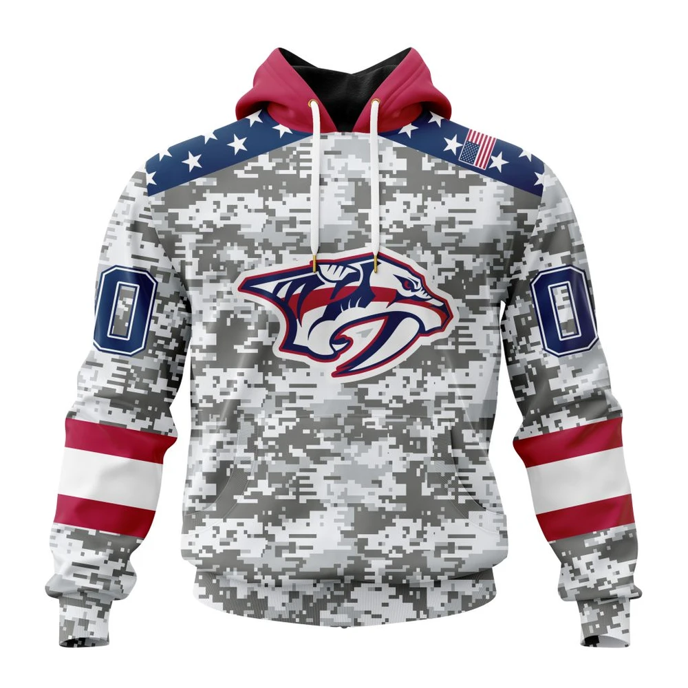 Nashville Predators Special Camo Design For Veterans Day All Over Print Hoodie Style 43609