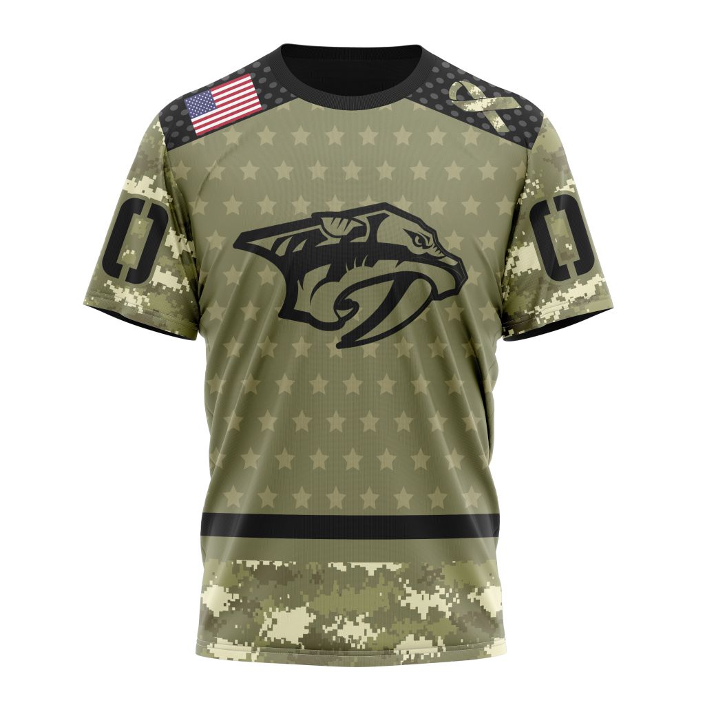Nashville Predators Special Camo Military Appreciation Personalized Name And Number T-Shirt Oregontrailrvpk Shirt
