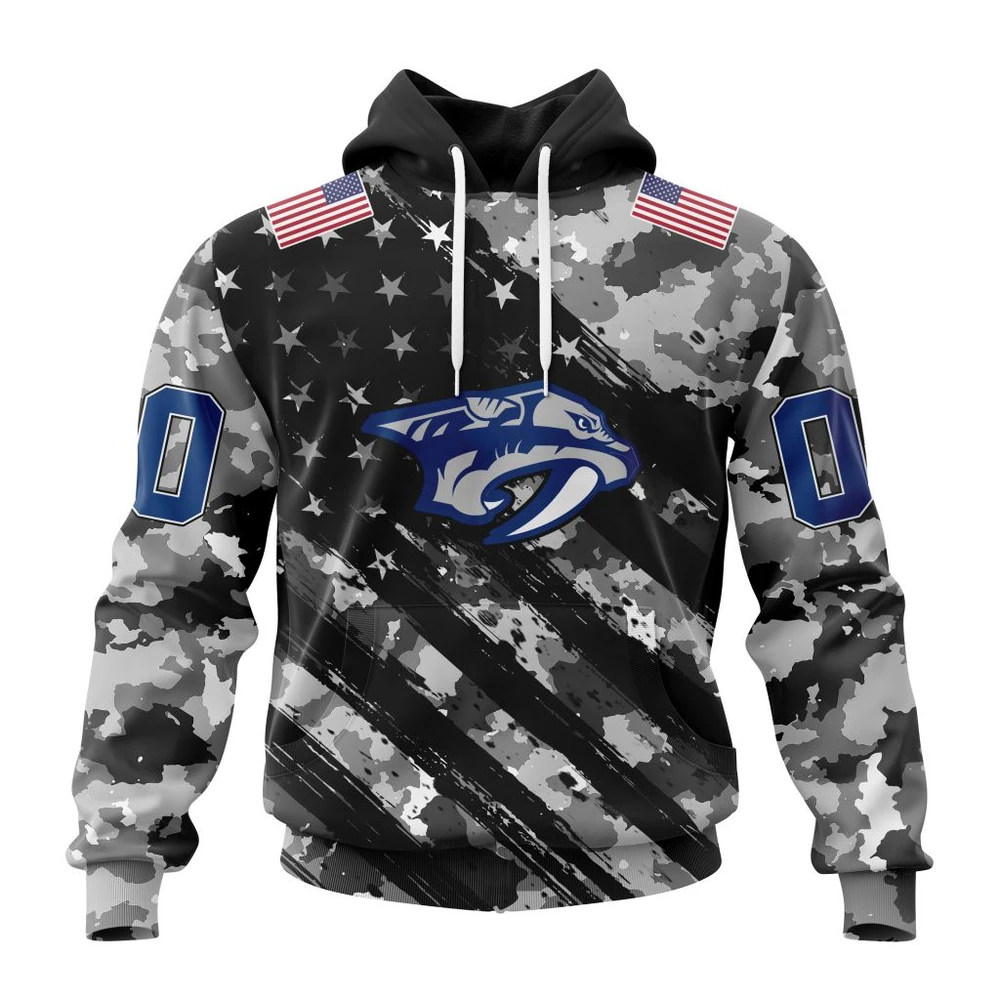 Nashville Predators Special Camo Military Design All Over Print Hoodie Style 83940