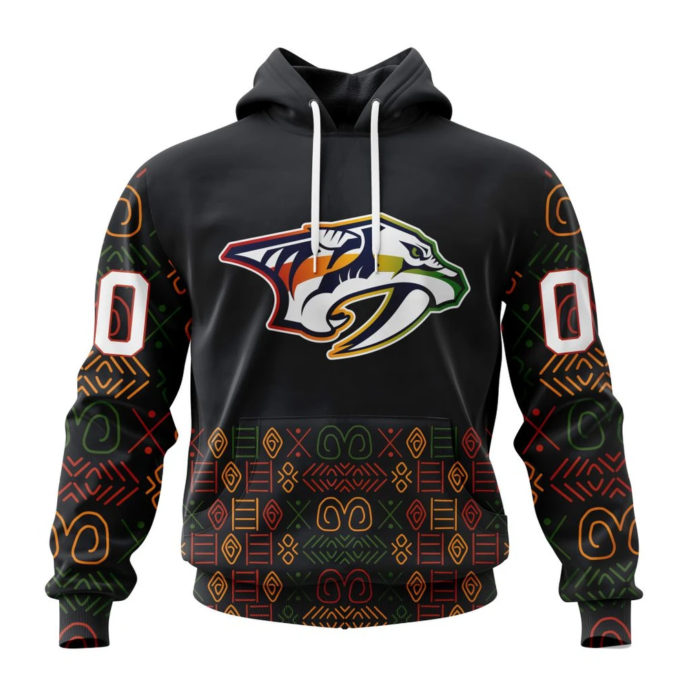 Nashville Predators Special Design For Black History Month All Over Print Hoodie Style 18093