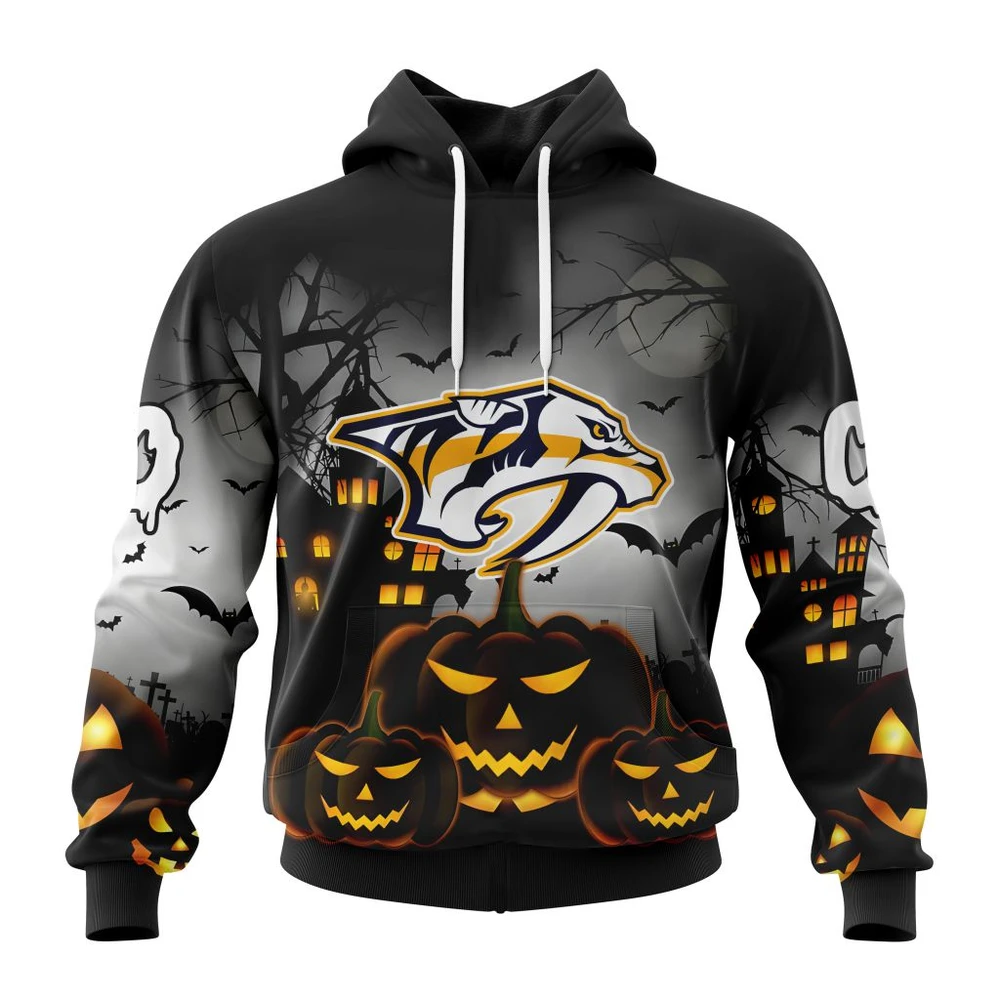 Nashville Predators Special Design For Halloween All Over Print Hoodie Style 40473