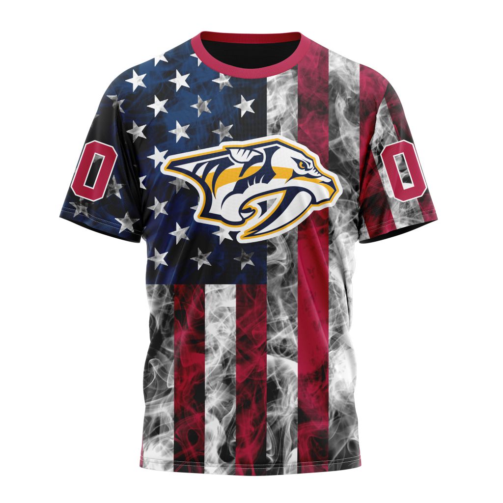 Nashville Predators Special Design For Independence Day The Fourth Of July 01 Personalized Name And Number T-Shirt Oregontrailrvpk Shirt