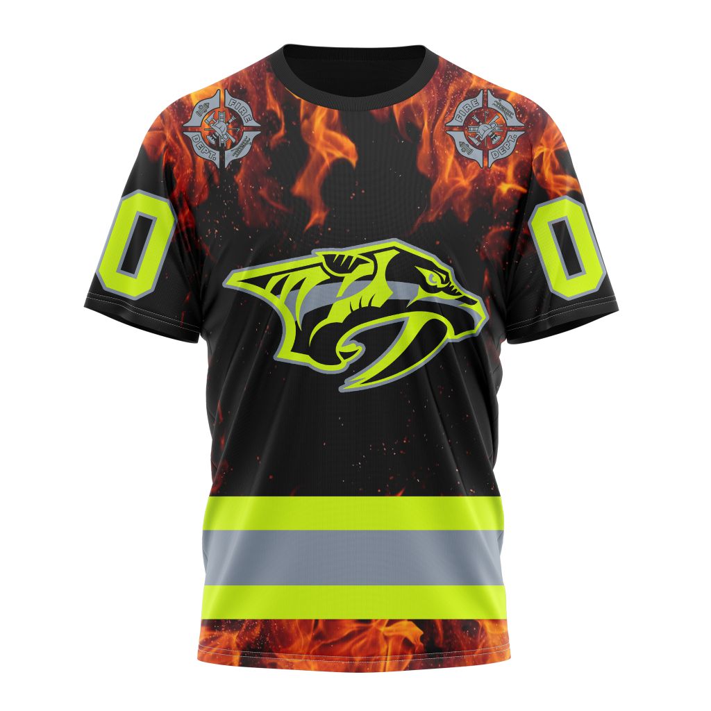 Nashville Predators Special Design Honoring Firefighters 01 Personalized Name And Number T-Shirt Oregontrailrvpk Shirt