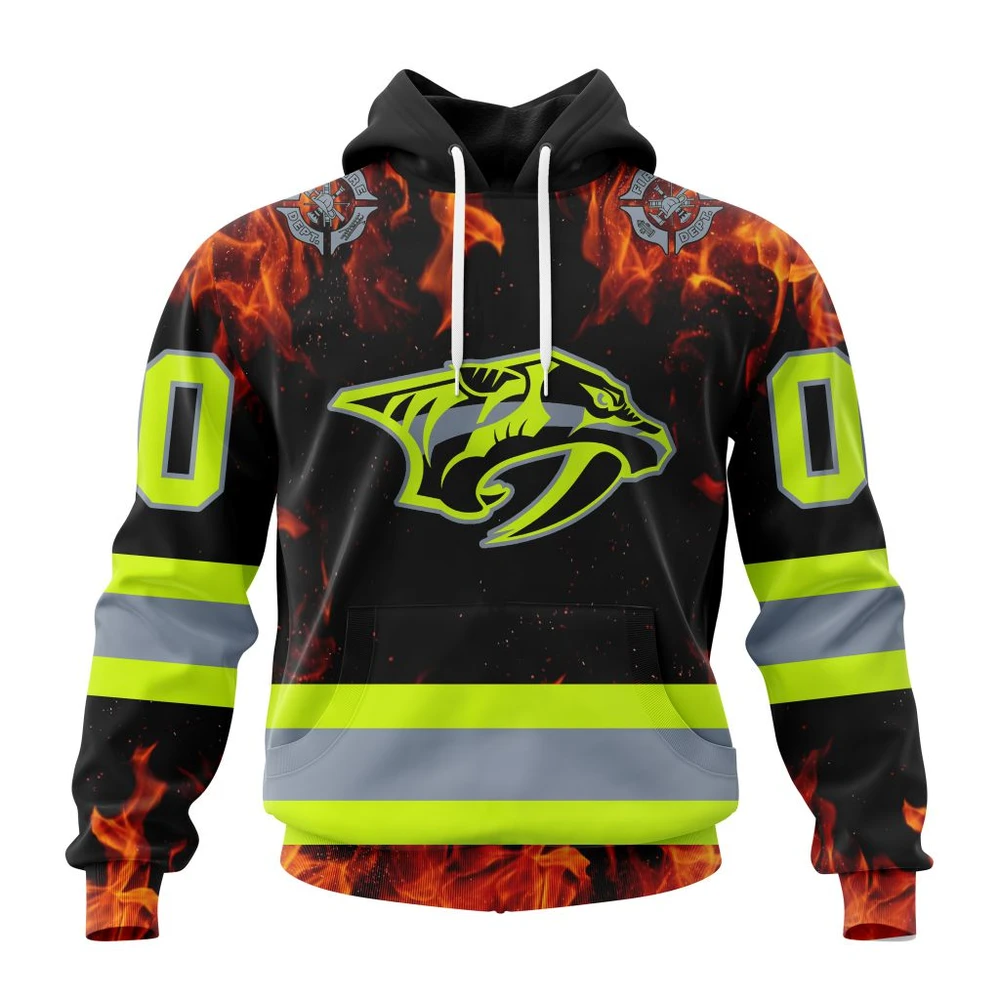 Nashville Predators Special Design Honoring Firefighters All Over Print Hoodie Style 93941