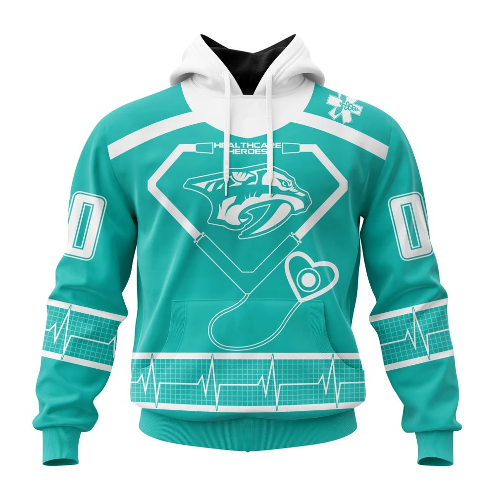 Nashville Predators Special Design Honoring Healthcare Heroes All Over Print Hoodie Style 40389