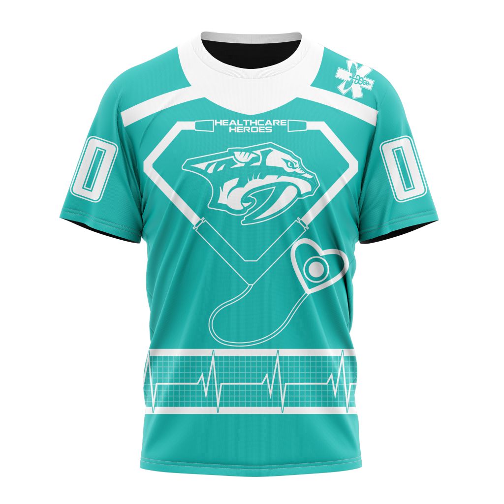Nashville Predators Special Design Honoring Healthcare Heroes Personalized Name And Number T-Shirt Oregontrailrvpk Shirt