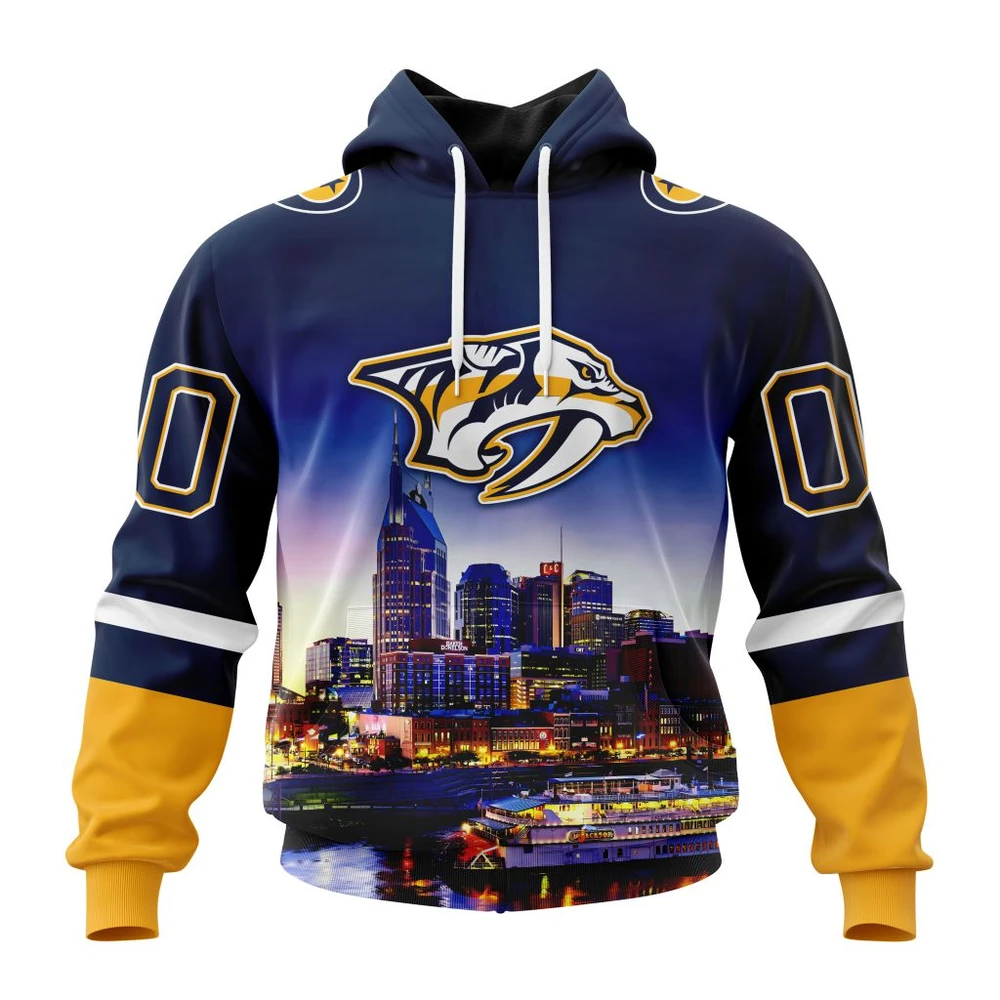 Nashville Predators Special Design With City Skyline All Over Print Hoodie Style 93546