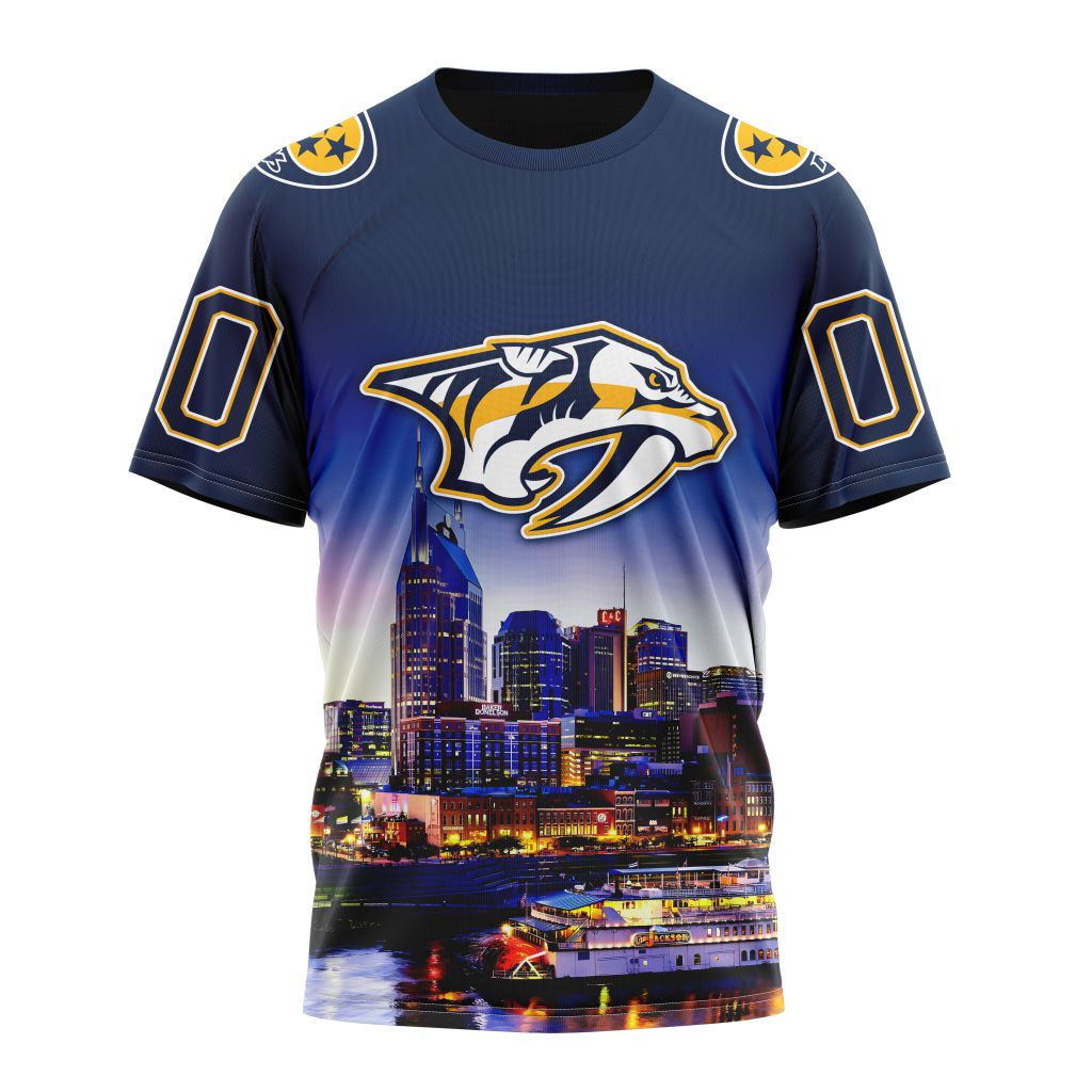Nashville Predators Special Design With City Skyline Personalized Name And Number T-Shirt Oregontrailrvpk Shirt