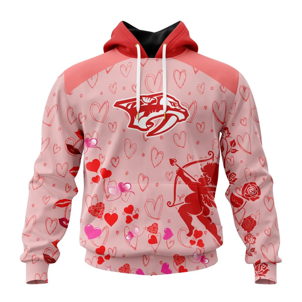 Nashville Predators Special Gift For Valentines Day All Over Print Hoodie Style 81614