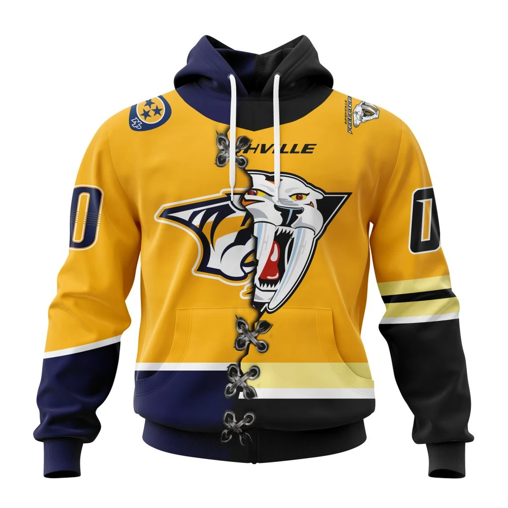 Nashville Predators Special Home Mix Reverse Retro Personalized Kits All Over Print Hoodie Style 52808