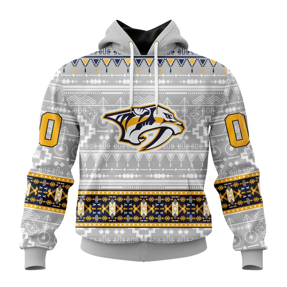 Nashville Predators Special Native Design All Over Print Hoodie Style 80963