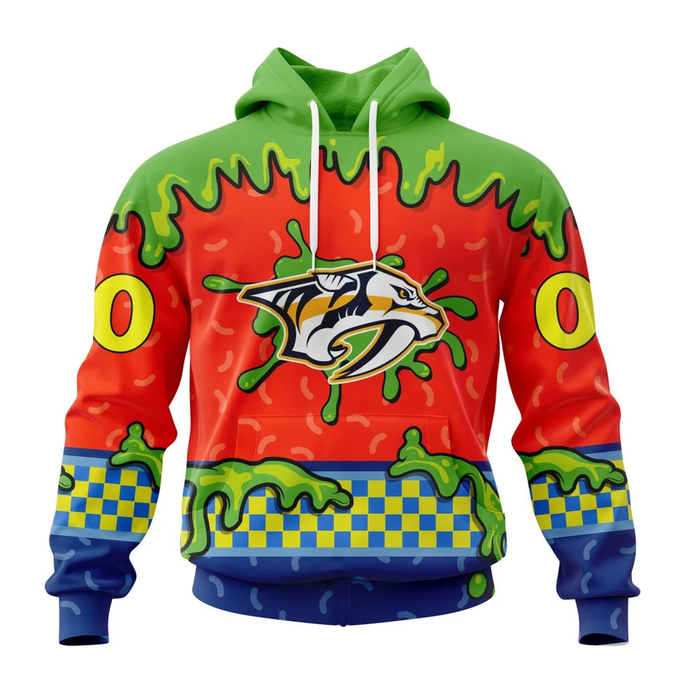 Nashville Predators Special Nickelodeon Design All Over Print Hoodie Style 77037