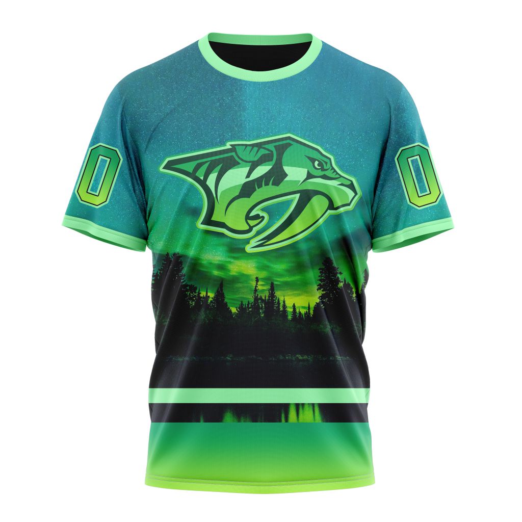 Nashville Predators Special Northern Light Design Personalized Name And Number T-Shirt Oregontrailrvpk Shirt