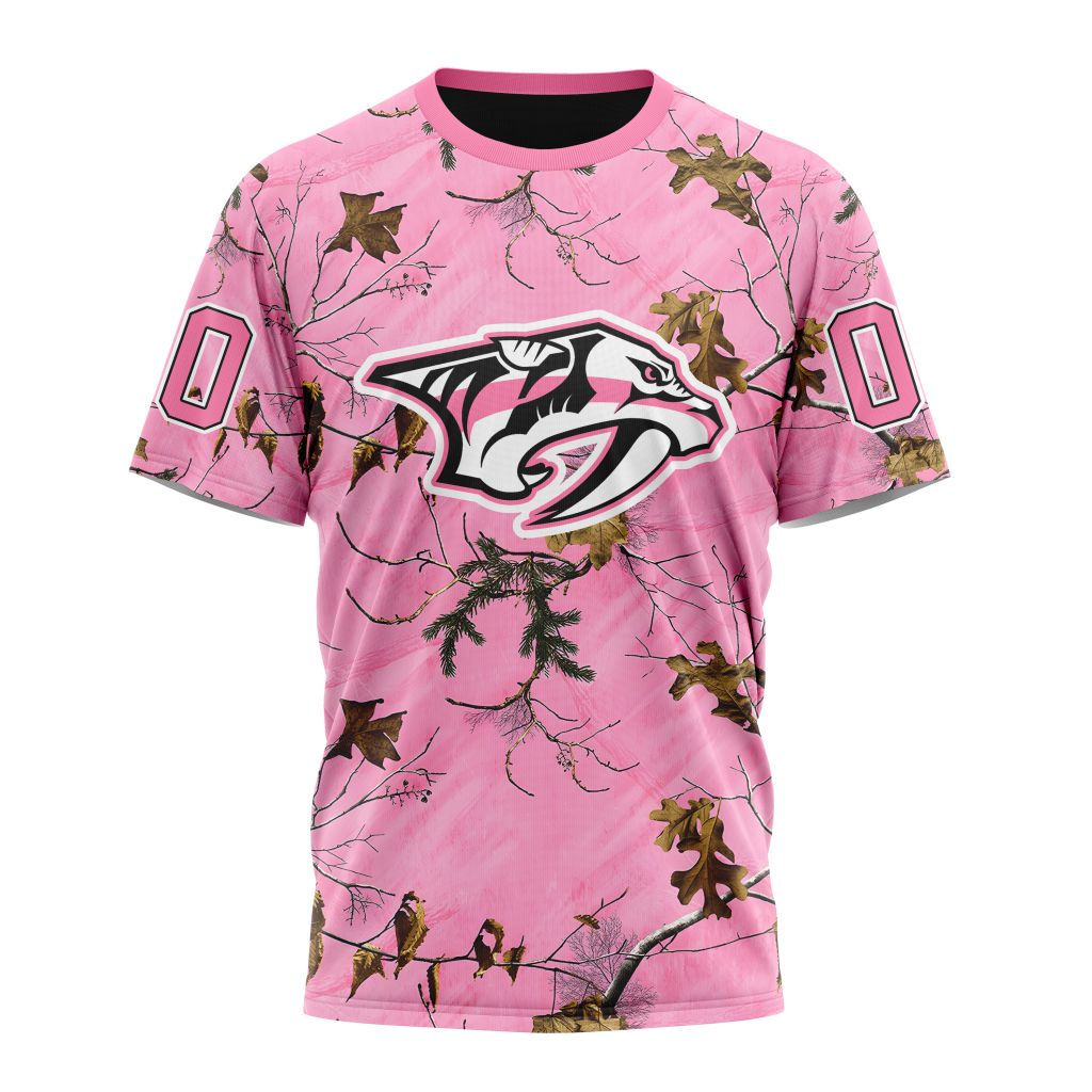 Nashville Predators Special Realtree Pink Camouflage Design 01 Personalized Name And Number T-Shirt Oregontrailrvpk Shirt