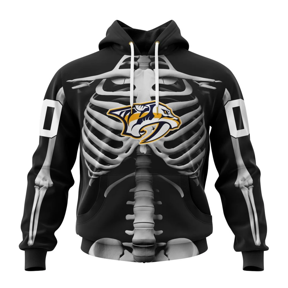 Nashville Predators Special Skeleton Costume For Halloween All Over Print Hoodie Style 60537