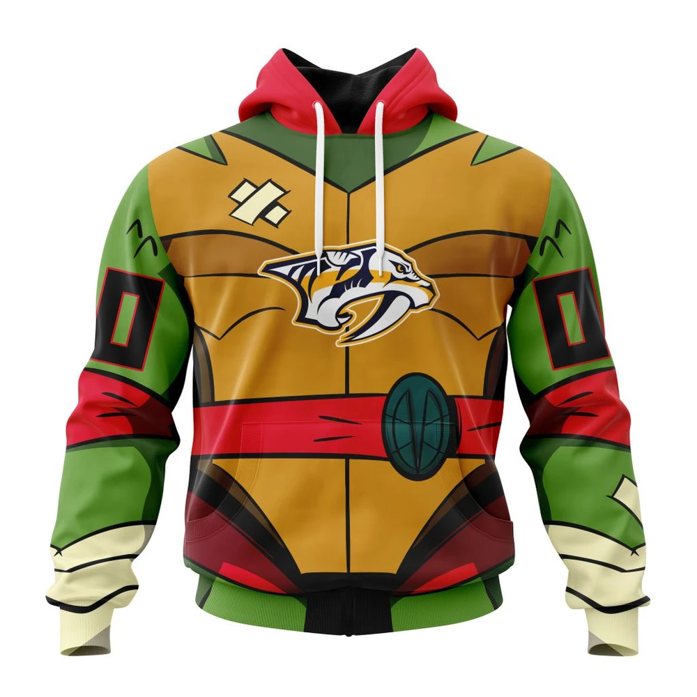 Nashville Predators Special Teenage Mutant Ninja Turtles Design All Over Print Hoodie Style 19178
