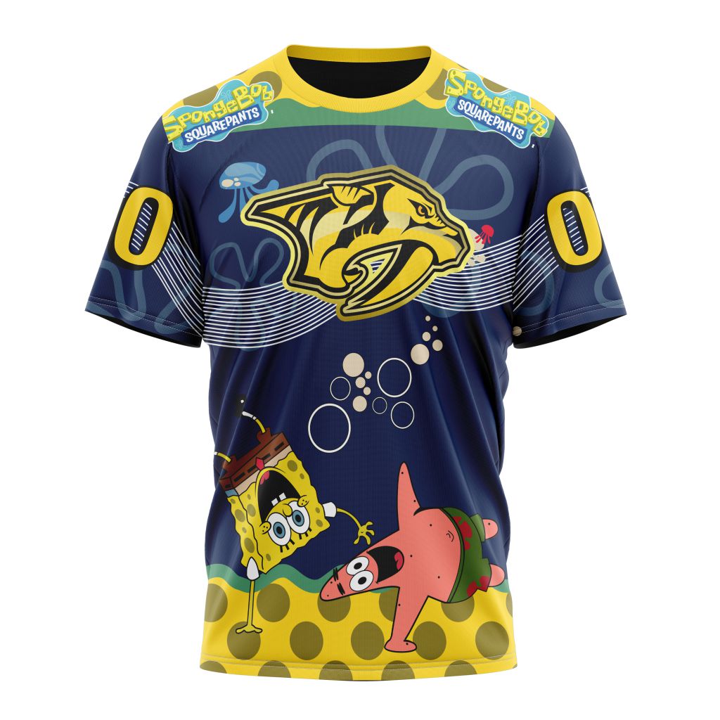 Nashville Predators Specialized Jersey With SpongeBob Personalized Name And Number T-Shirt Oregontrailrvpk Shirt