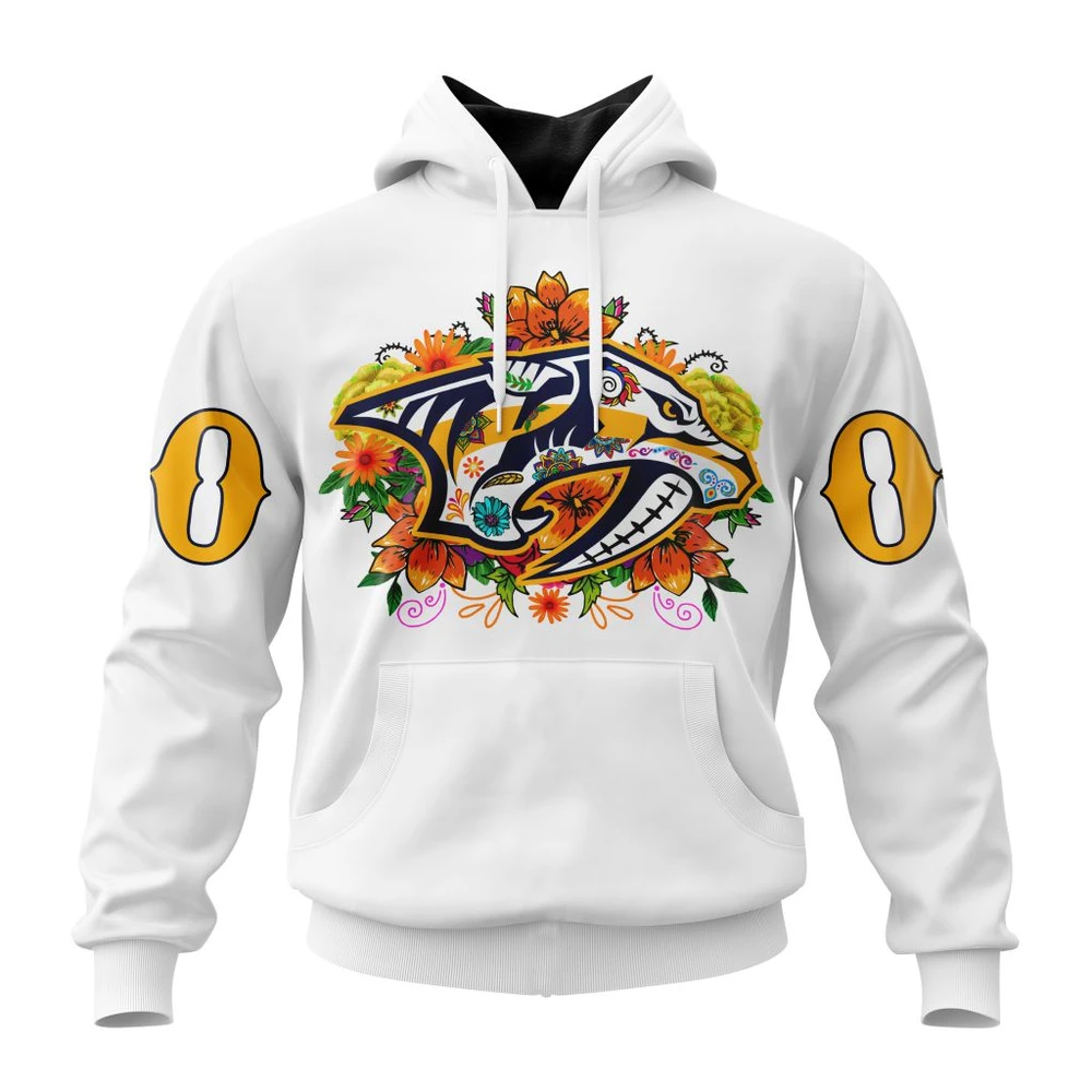 Nashville Predators Specialized Unisex Kits Dia De Muertos All Over Print Hoodie Style 20726