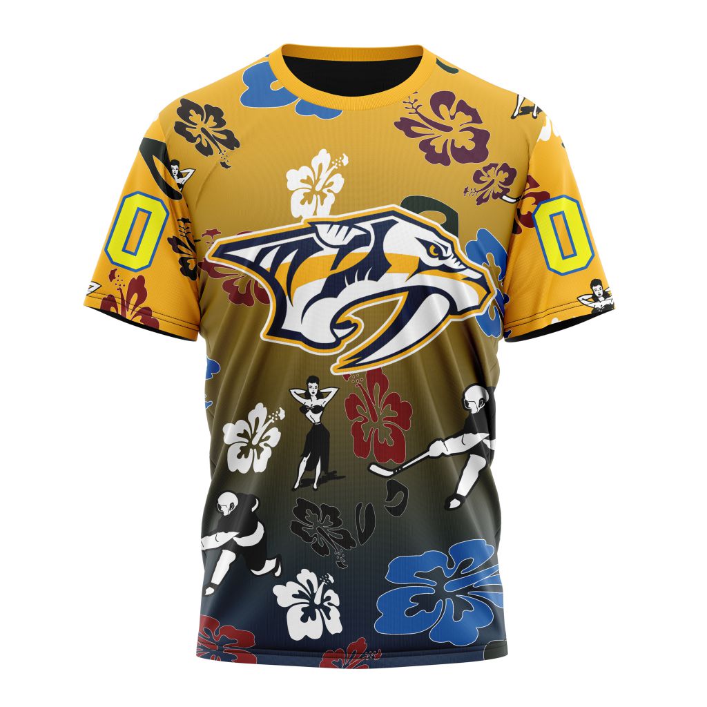 Nashville Predators X Hawaii Specialized Design For Hawaiia Personalized Name And Number T-Shirt Oregontrailrvpk Shirt