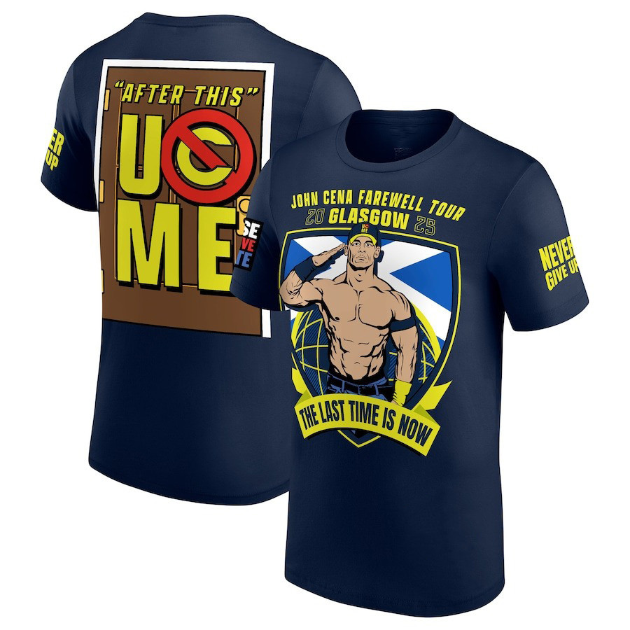 Navy John Cena Farewell Tour 2025 Glasgow T-Shirt Men's Oregontrailrvpk Shirt