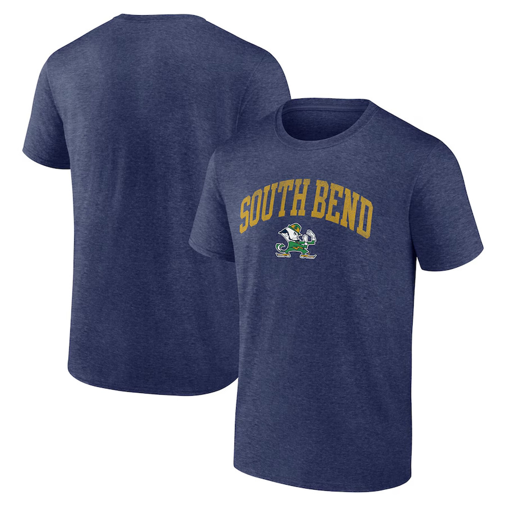 Navy Notre Dame Fighting Irish Arched City Tri-Blend T-Shirt Football Gifts Oregontrailrvpk Shirt
