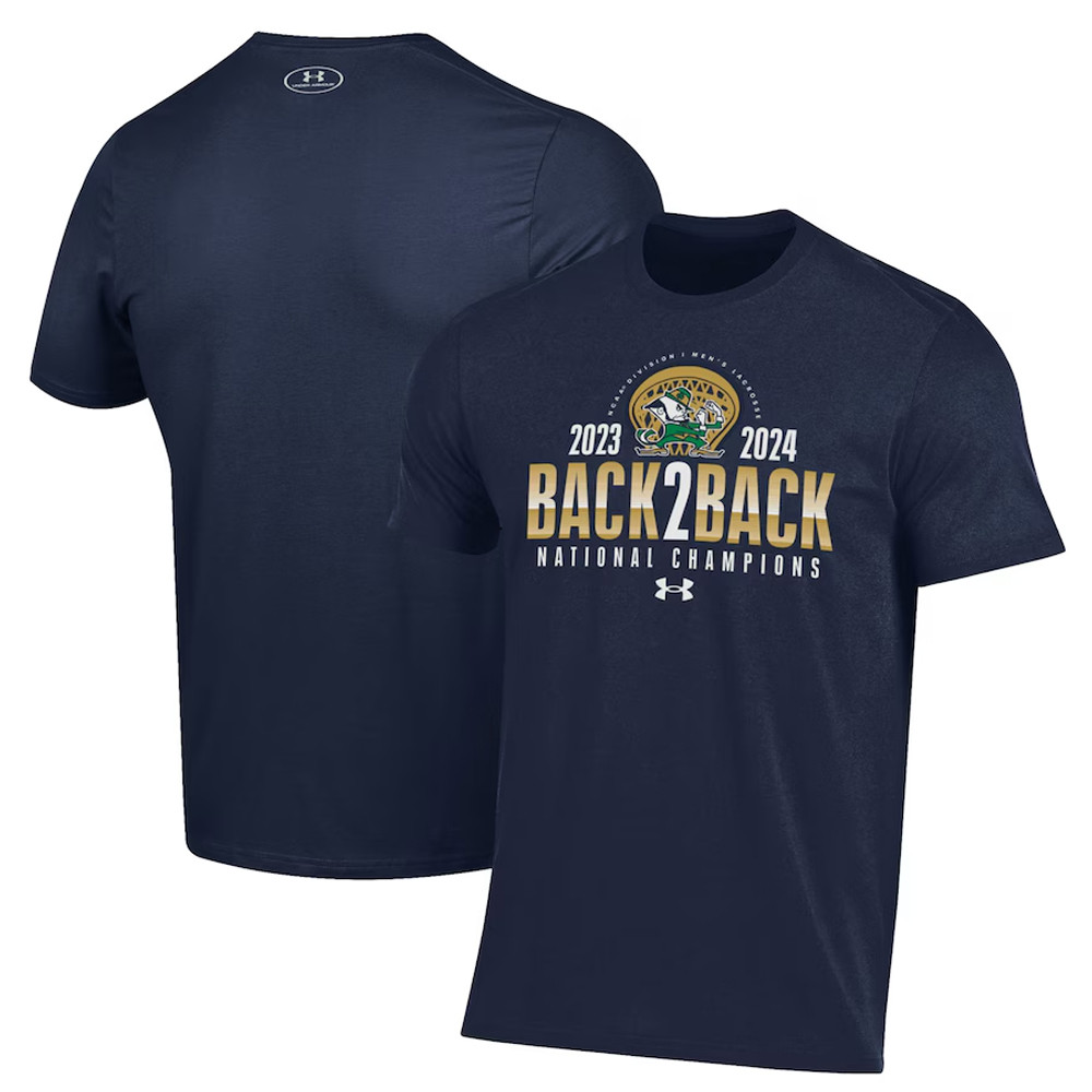 Navy Notre Dame Fighting Irish Back-To-Back NCAA Men's Lacrosse National Champions T-Shirt Oregontrailrvpk Shirt