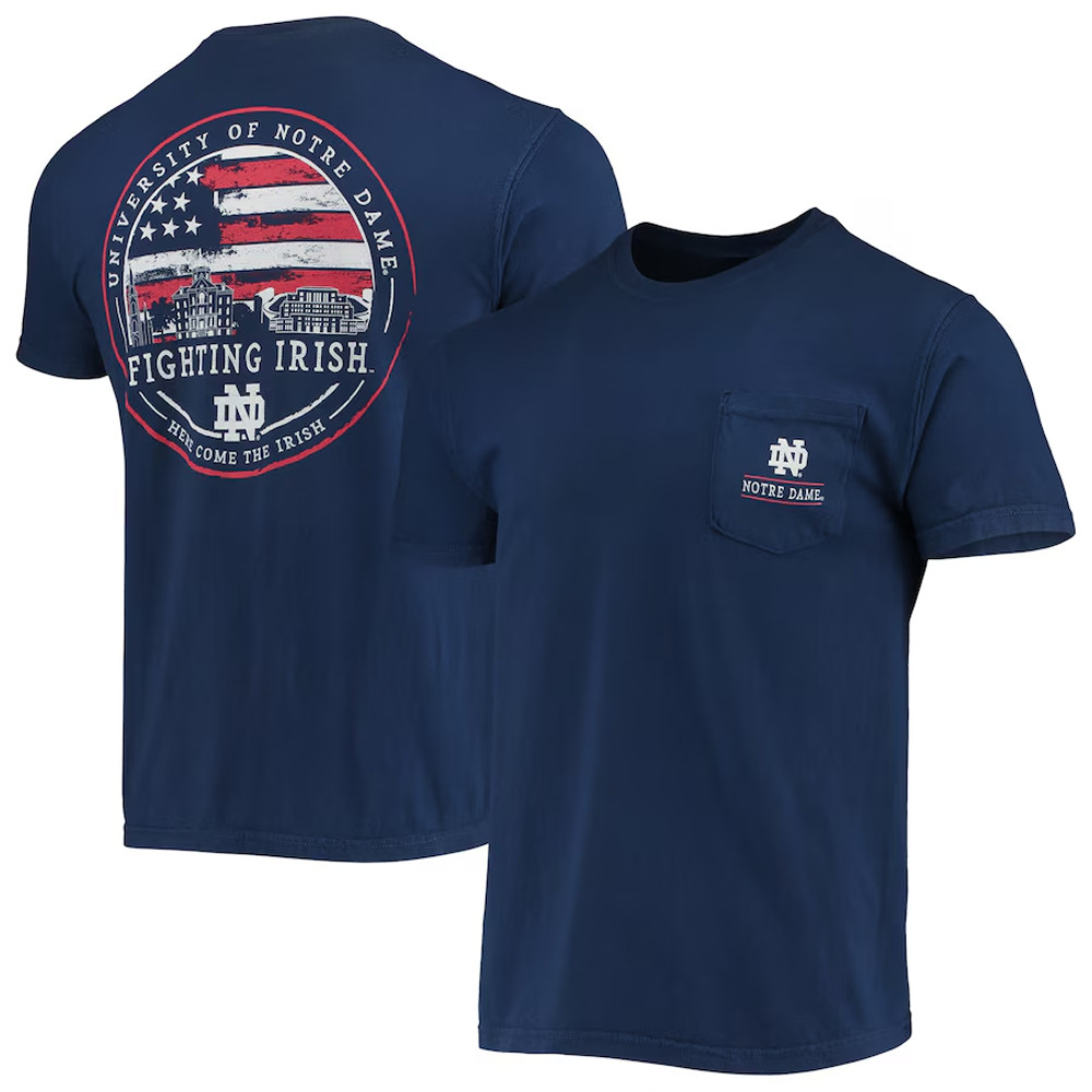 Navy Notre Dame Fighting Irish Campus Americana T-Shirt Football Related Gifts Oregontrailrvpk Shirt