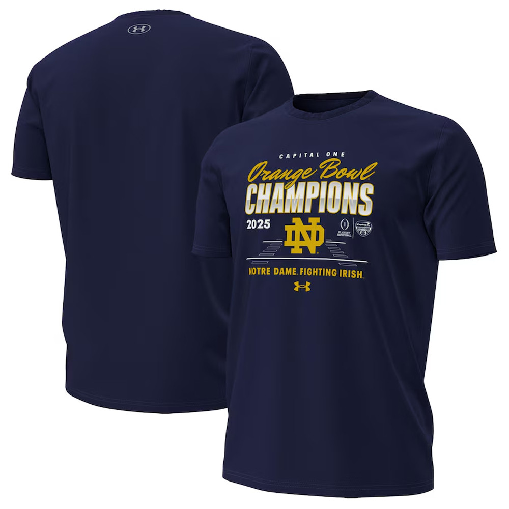 Navy Notre Dame Fighting Irish College Football Playoff 2025 Orange Bowl Champions Shirt For Fans Oregontrailrvpk Shirt