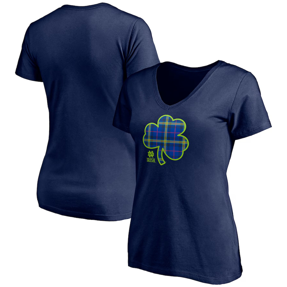 Navy Notre Dame Fighting Irish School Pride V-Neck T-Shirt For Women's Oregontrailrvpk Shirt