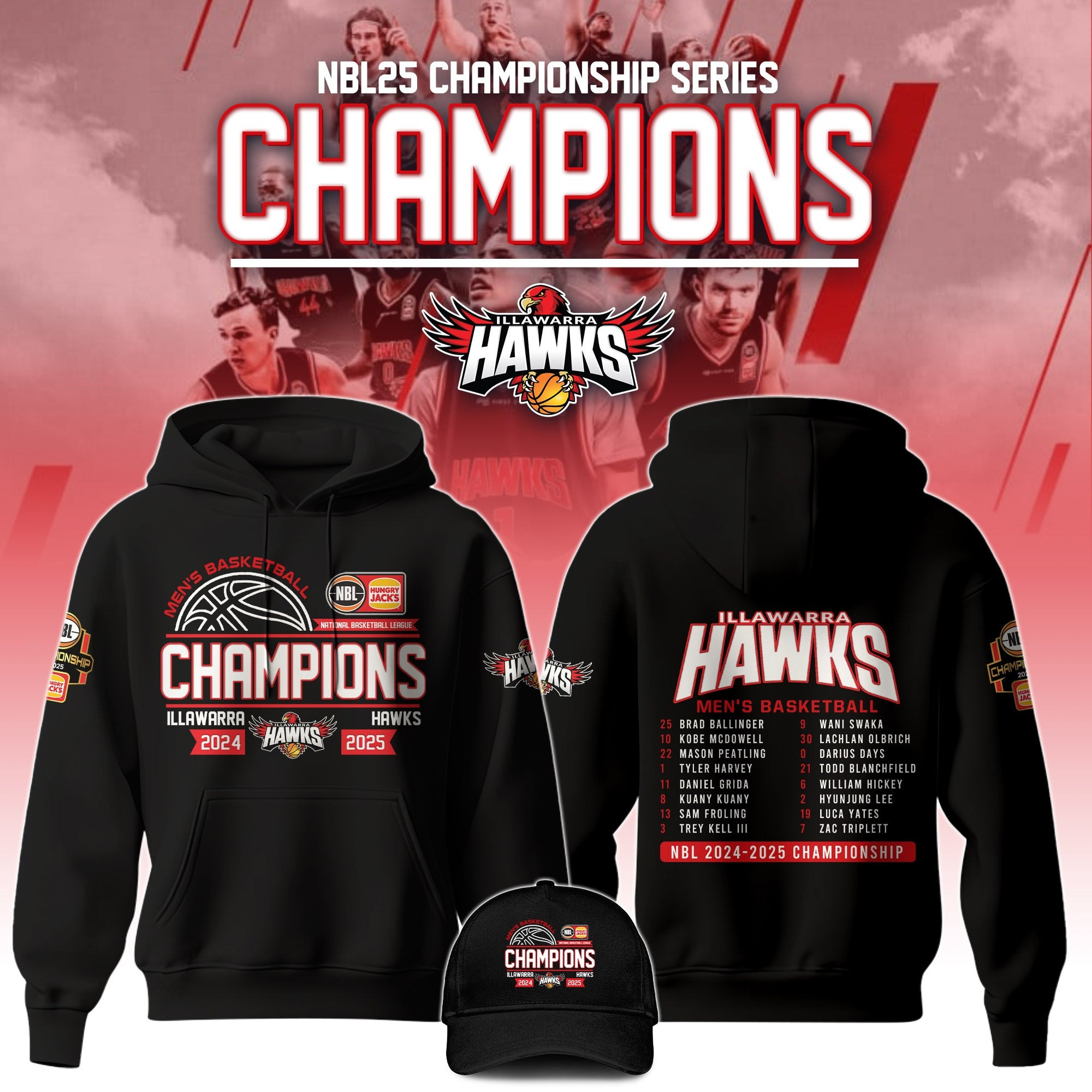 NBL 1Illawarra Hawks Champions Limited Edition Hoodie 2025 Gifts For Basketball Fans