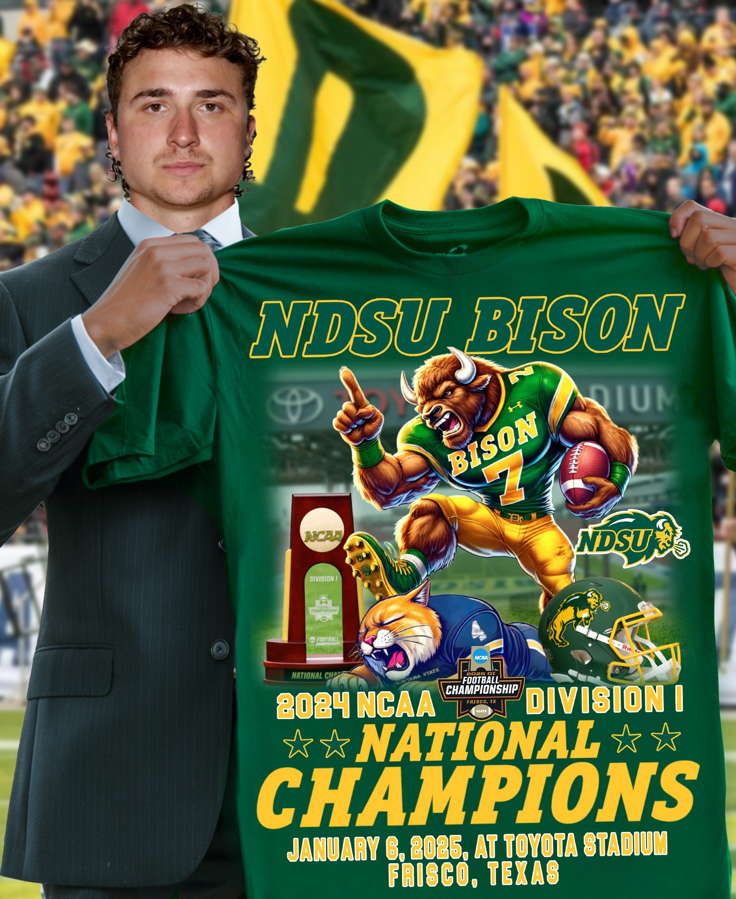 NDSU Bison 2024 NCAA Division I National Champions T-Shirt Football Oregontrailrvpk Shirt