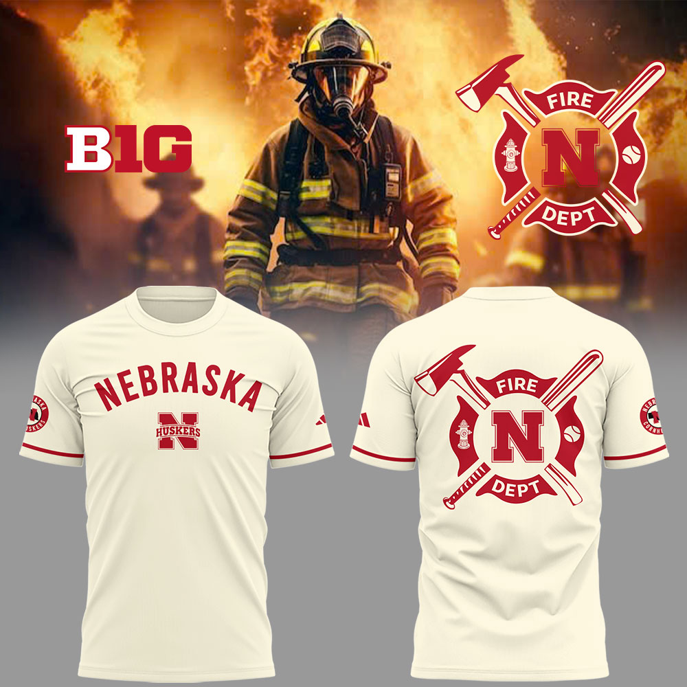 Nebraska Baseball x Firefighter Appreciation Night T-Shirt Baseball Mom Gifts Oregontrailrvpk Shirt