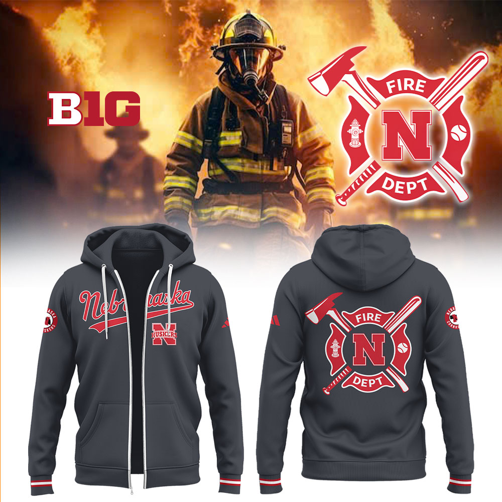 Nebraska Baseball x Firefighter Appreciation Zip Hoodie Gift Ideas For Baseball Players