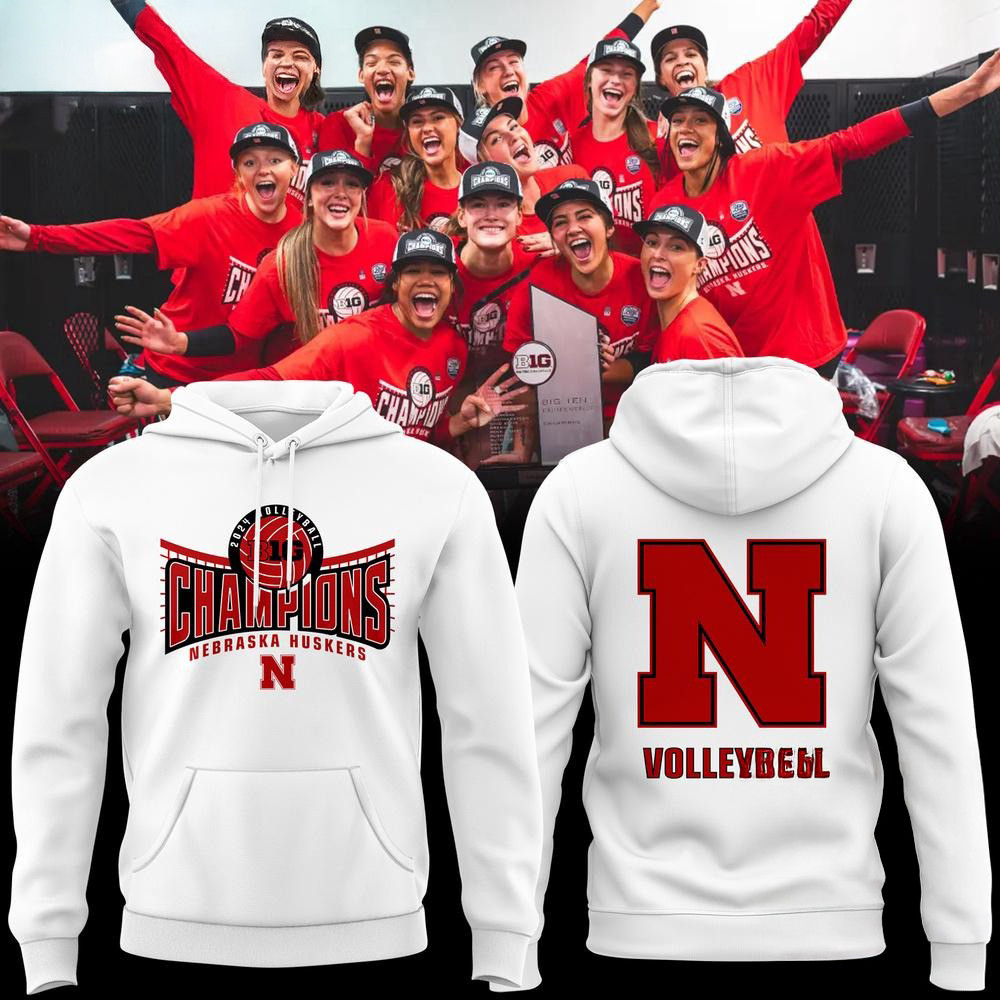 Nebraska Huskers Back To Back Big Ten Women's Volleyball Hoodie