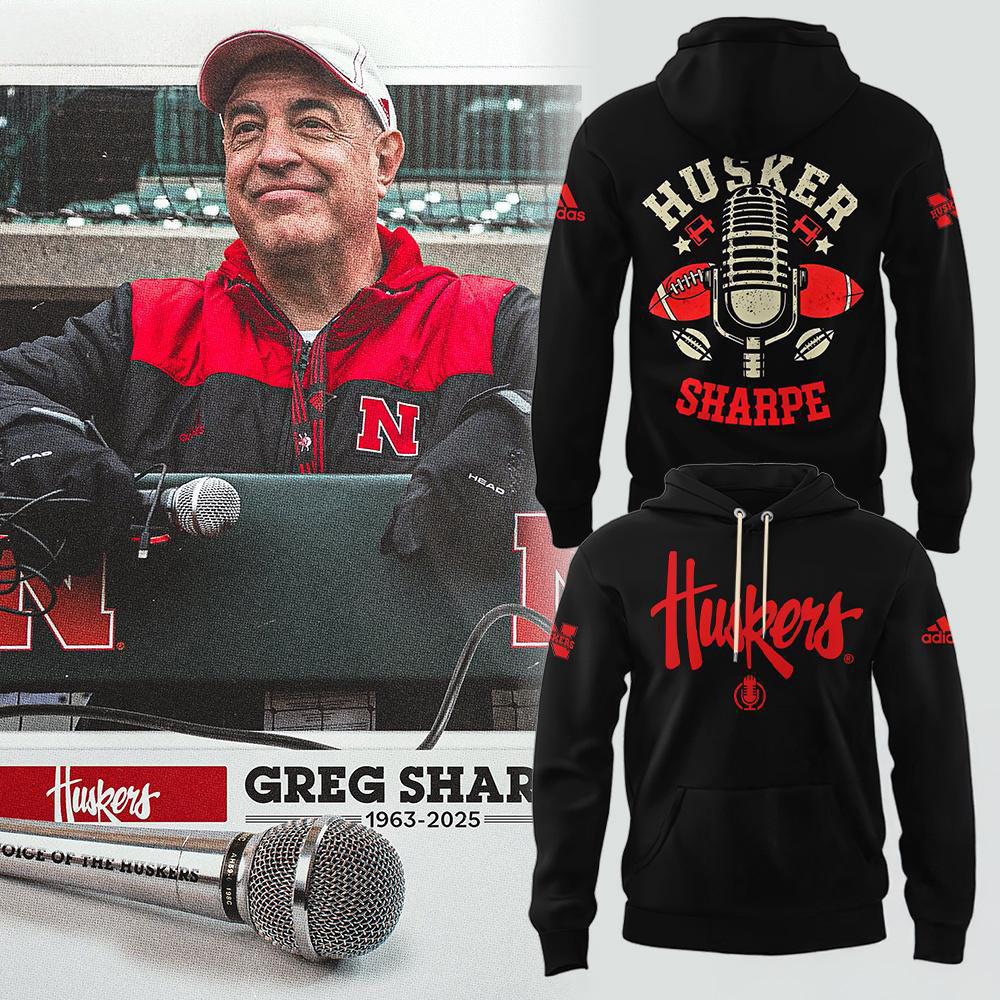 Nebraska Huskers Honoring The Legend Greg Sharpe Voice Of The Huskers Hoodie Football