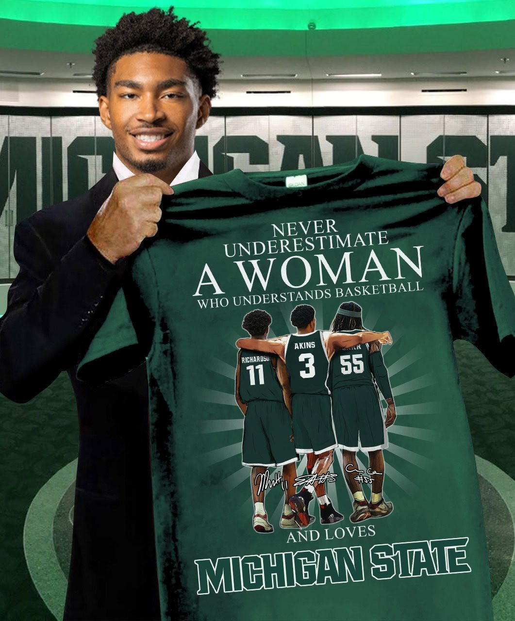 Never Underestimate Woman Who Loves Michigan State Shirt Basketball Spartans Gifts For Her Oregontrailrvpk Shirt