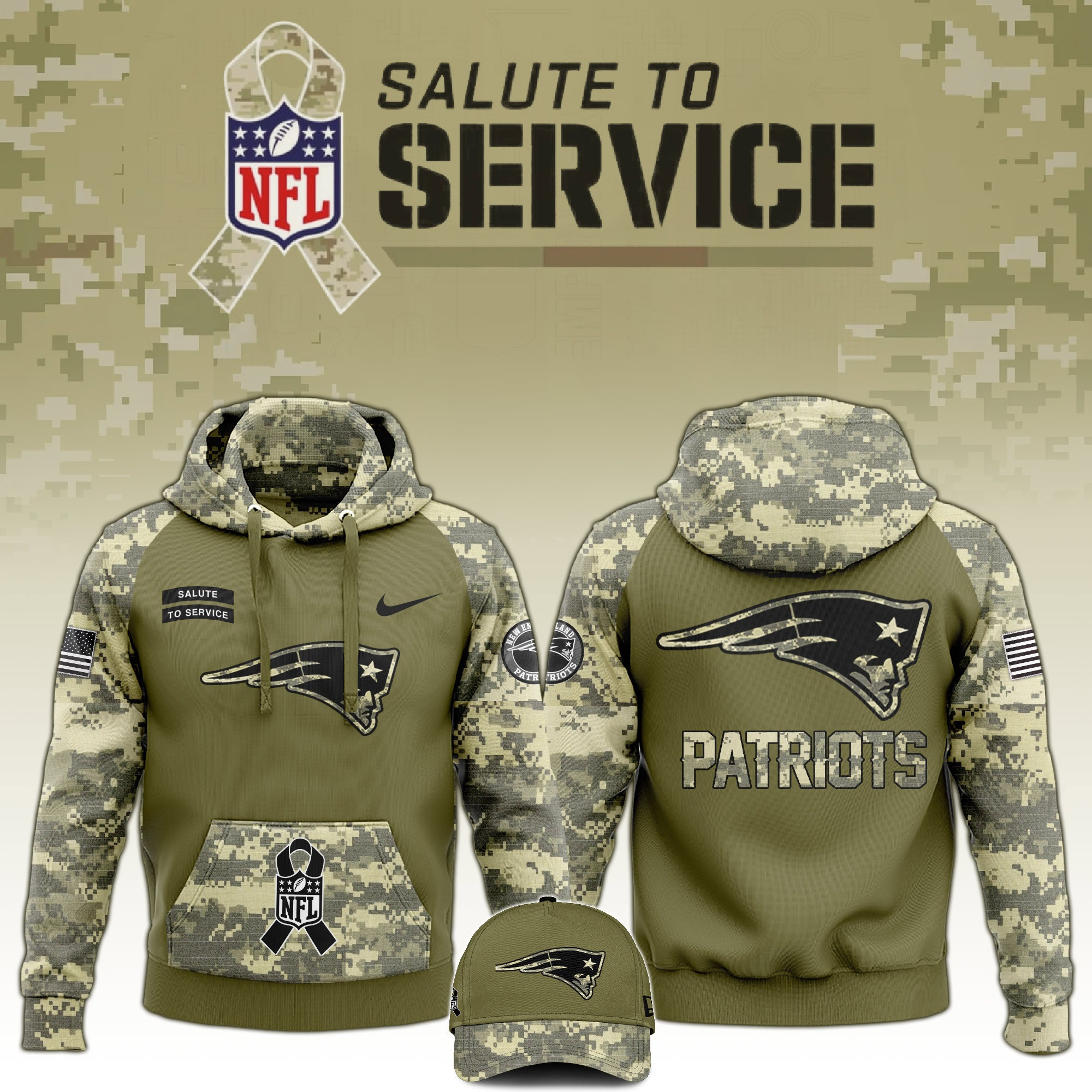 New England Patriots Salute to Service Club Limited Edition Camo Hoodie Best Patriots Shirt
