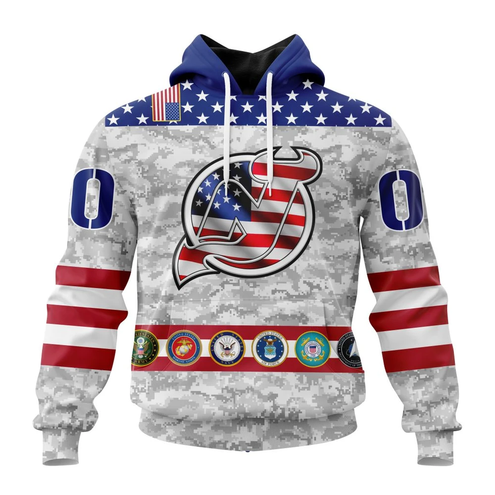 New Jersey Devils Armed Forces Appreciation All Over Print Hoodie Style 69147