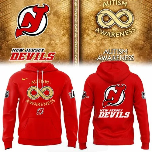 New Jersey Devils Autism Awareness 2025 Hoodie Presents For Hockey Lovers