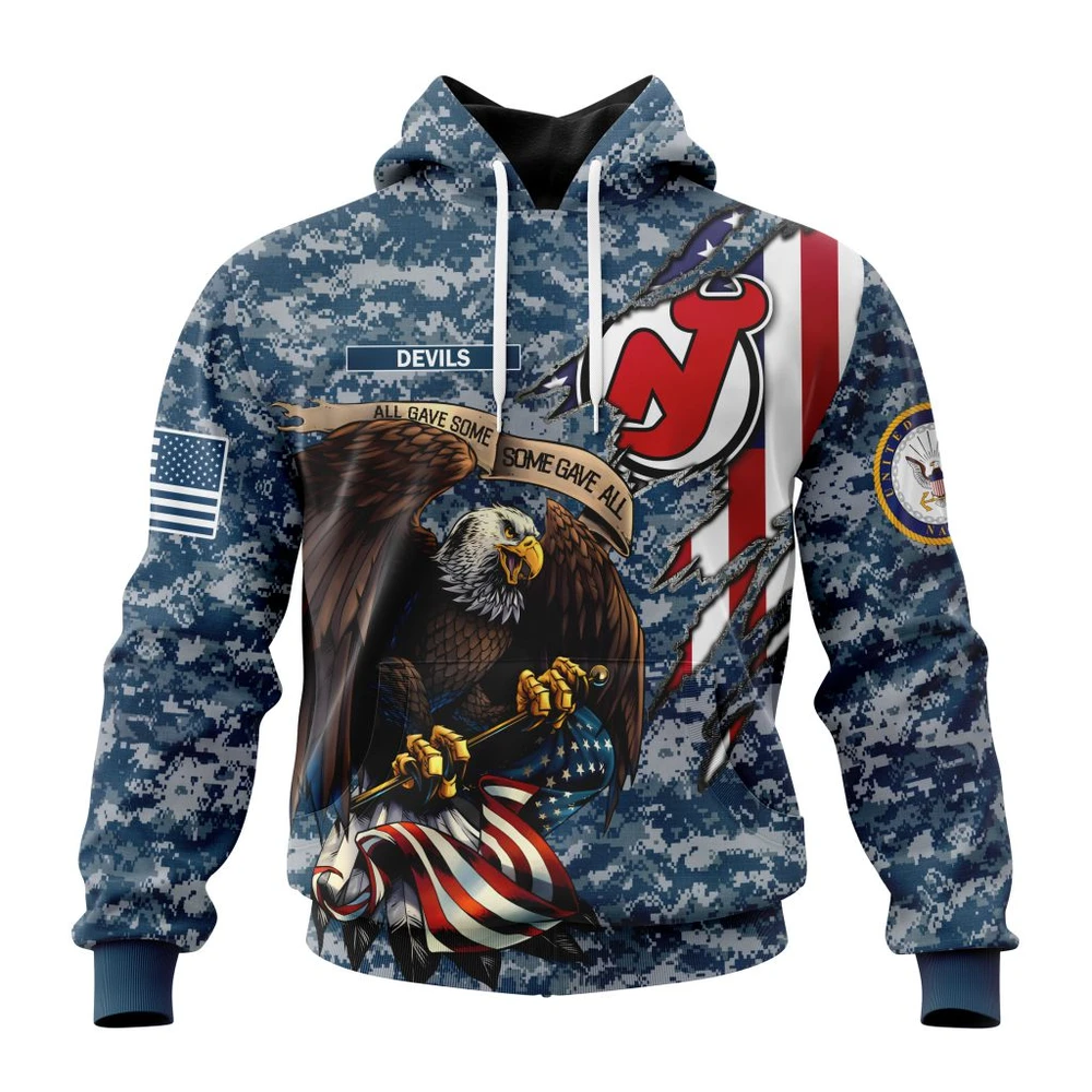 New Jersey Devils Honor Us Navy Veterans All Over Print Hoodie Style 10298