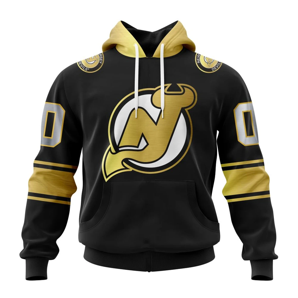 New Jersey Devils Special Black And Gold Design All Over Print Hoodie Style 10413