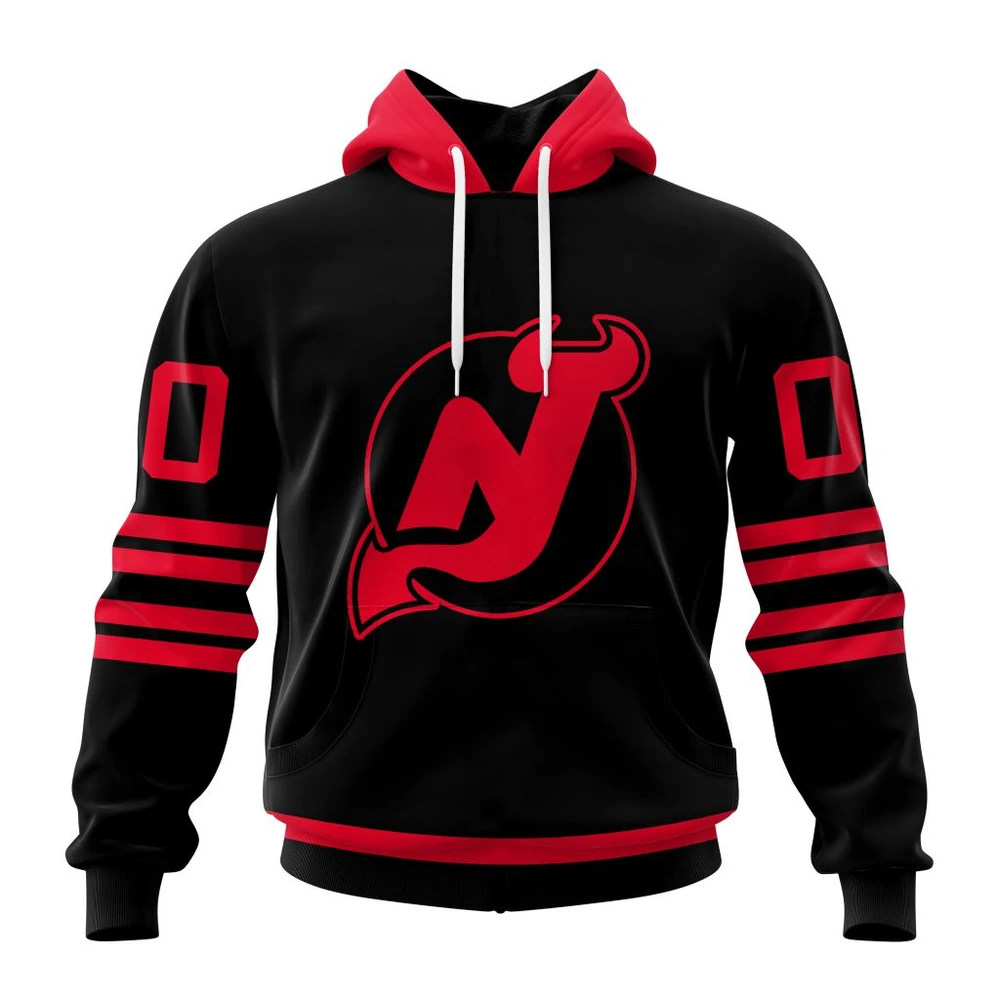 New Jersey Devils Special Blackout Design All Over Print Hoodie Style 40521