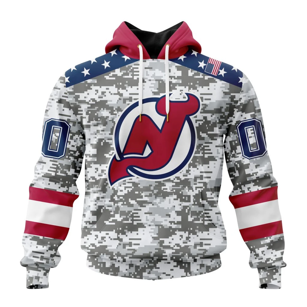 New Jersey Devils Special Camo Design For Veterans Day All Over Print Hoodie Style 58239