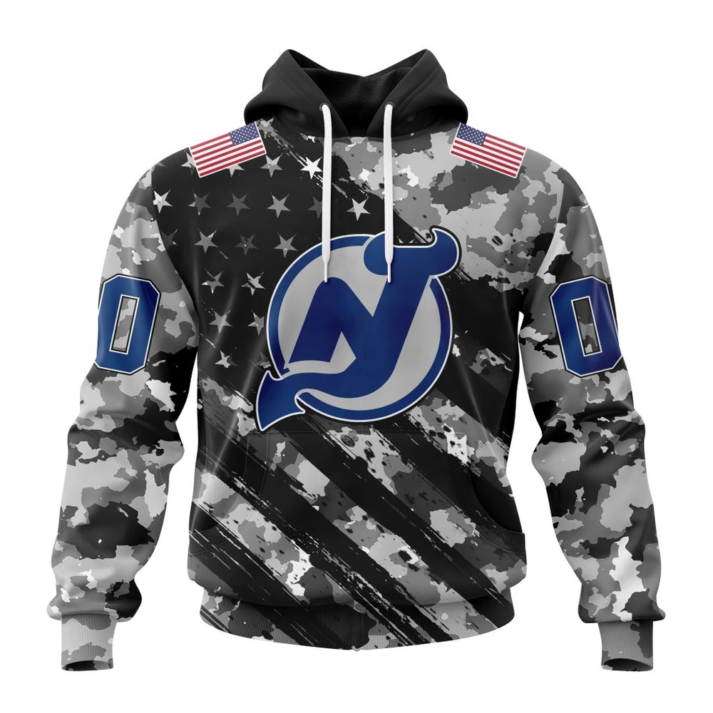 New Jersey Devils Special Camo Military Design All Over Print Hoodie Style 98591