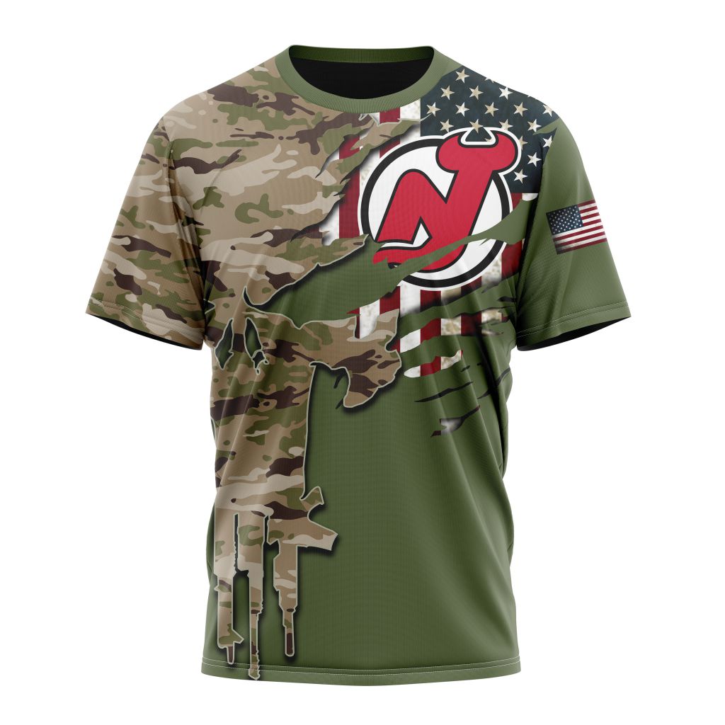 New Jersey Devils Special Camo Skull Design Personalized Name And Number T-Shirt Oregontrailrvpk Shirt