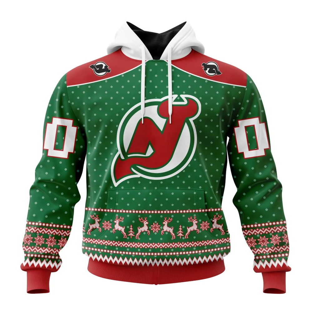 New Jersey Devils Special Christmas Apparel All Over Print Hoodie Style 23420