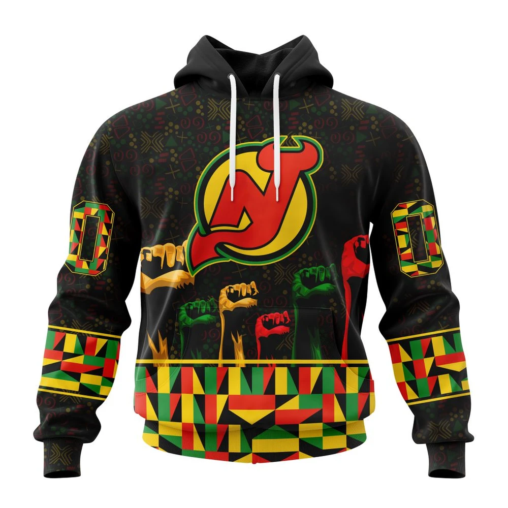 New Jersey Devils Special Design Celebrate Black History Month All Over Print Hoodie Style 22748