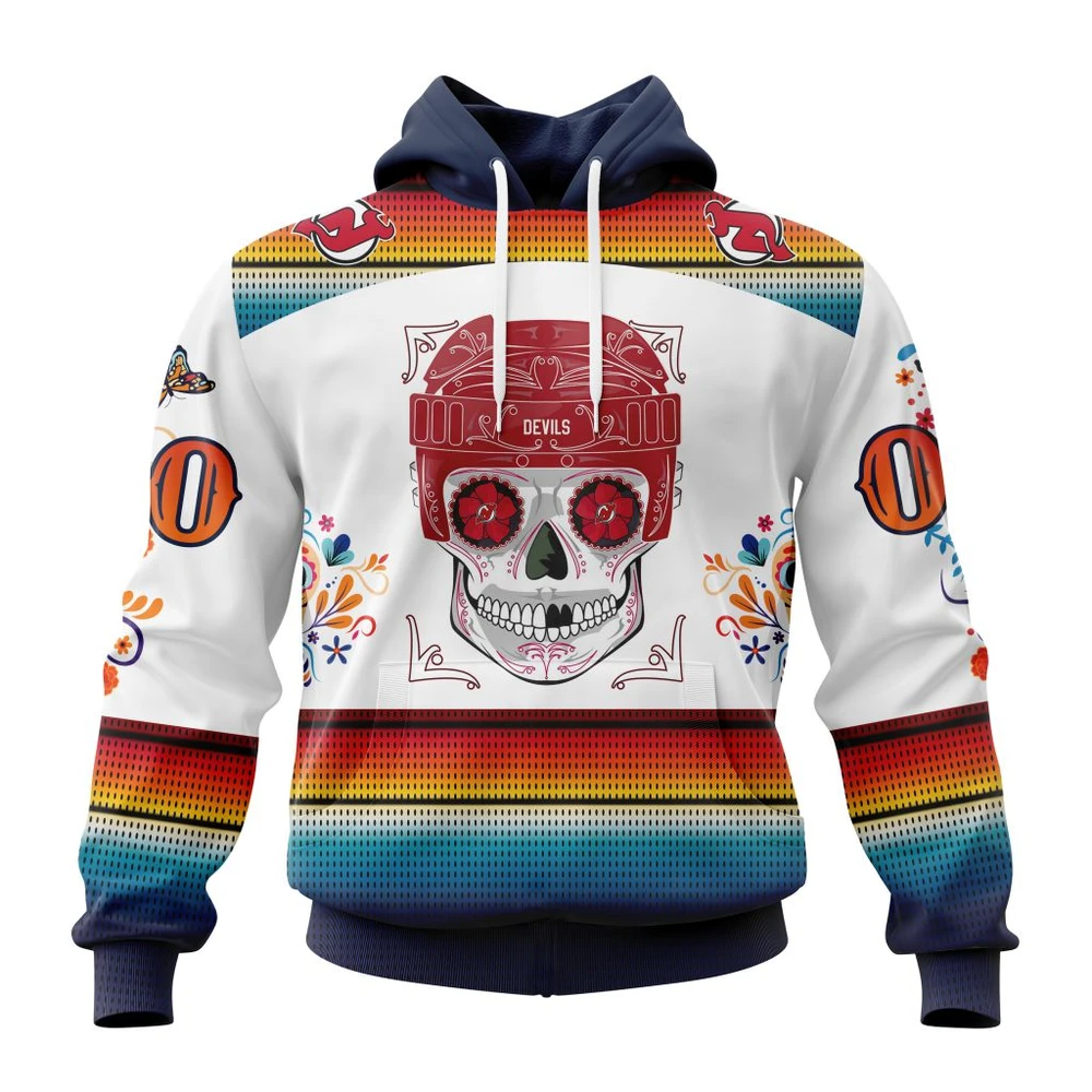 New Jersey Devils Special Design For Dia De Los Muertos All Over Print Hoodie Style 94212
