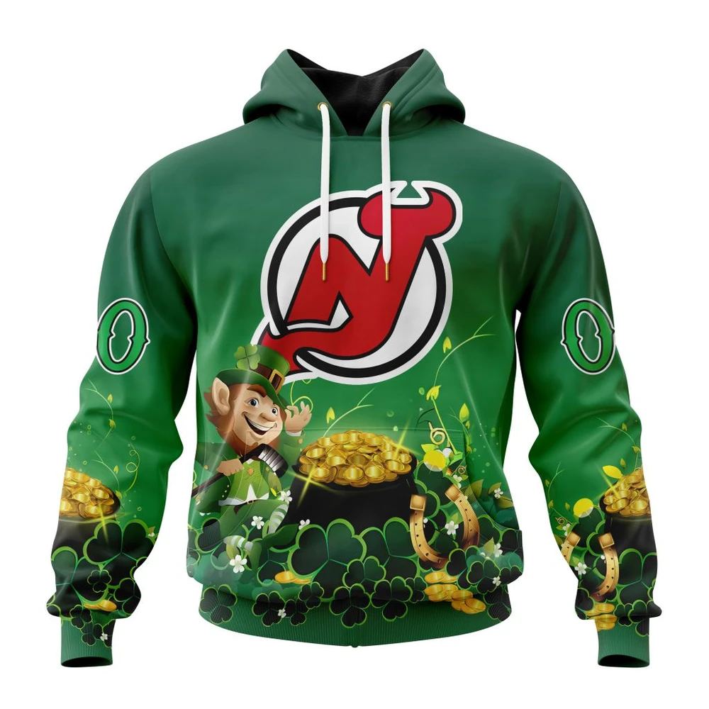 New Jersey Devils Special Design For St. Patrick Day All Over Print Hoodie Style 12385